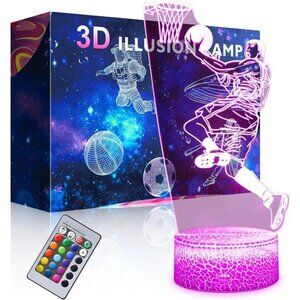 New Basketball Man 3D Lamp Night Light with Remote & Touch Control,Brightness